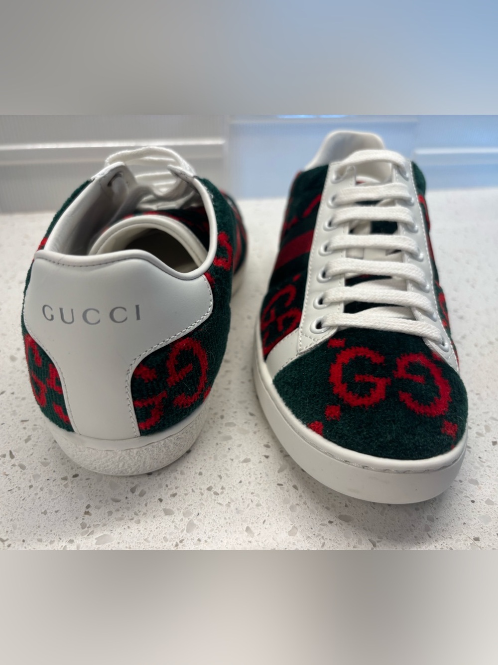 Green & Red Velvet GG Ace Sneakers - Picture 3 of 11